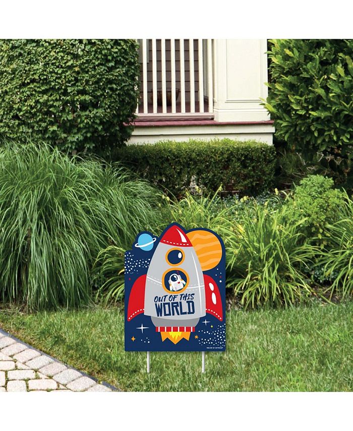 Big Dot Of Happiness Last Off To Outer Space - Outdoor Lawn Sign - Rocket Ship Party Yard Sign 1 Pc 3 Big Dot Of Happiness Last Off To Outer Space - Outdoor Lawn Sign - Rocket Ship Party Yard Sign 1 Pc