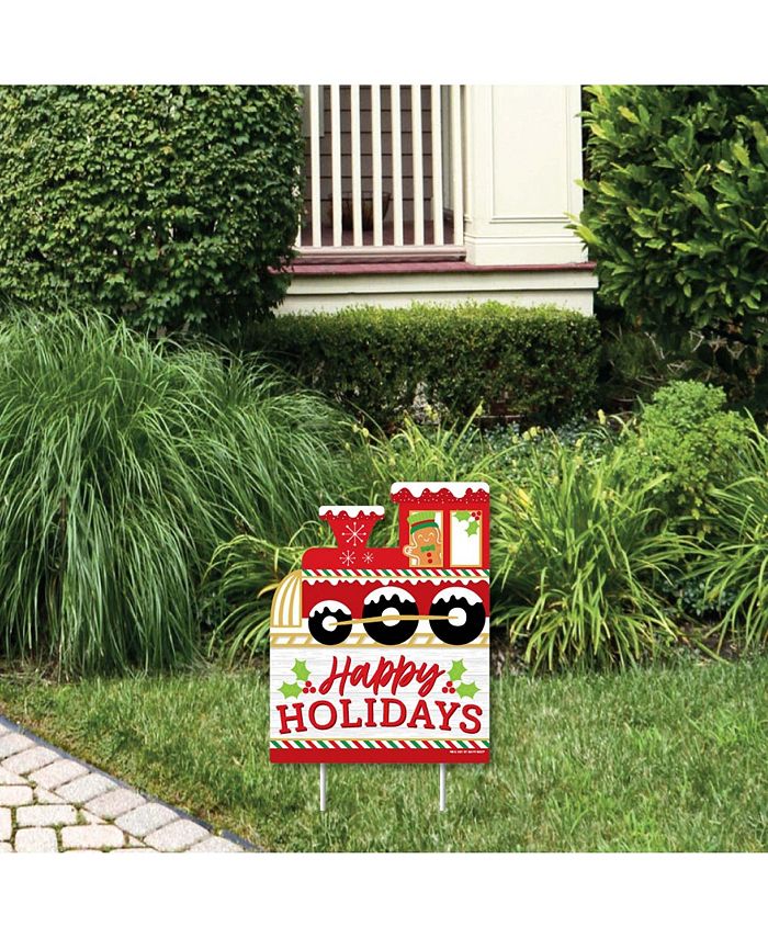 Big Dot Of Happiness Christmas Train - Outdoor Lawn Sign - Holiday Party Yard Sign - 1 Pc 3 Big Dot Of Happiness Christmas Train - Outdoor Lawn Sign - Holiday Party Yard Sign - 1 Pc