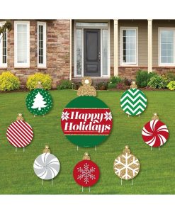 Big Dot Of Happiness Ornaments - Outdoor Lawn Decor - Holiday & Christmas Party Yard Signs - Set Of 8