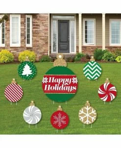 Big Dot Of Happiness Ornaments - Outdoor Lawn Decor - Holiday & Christmas Party Yard Signs - Set Of 8
