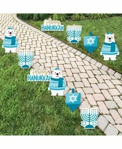 Big Dot Of Happiness Ukkah Bear - Lawn Decor - Outdoor Holiday Sweater Party Yard Decor - 10 Pc