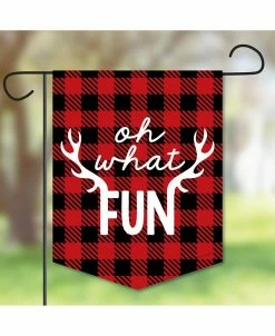 Big Dot Of Happiness Prancing Plaid Reindeer Holiday & Christmas Party Garden Flag 12 X 15.25