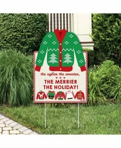 Big Dot Of Happiness Ugly Sweater - Party Decorations - Holiday And Christmas Welcome Yard Sign