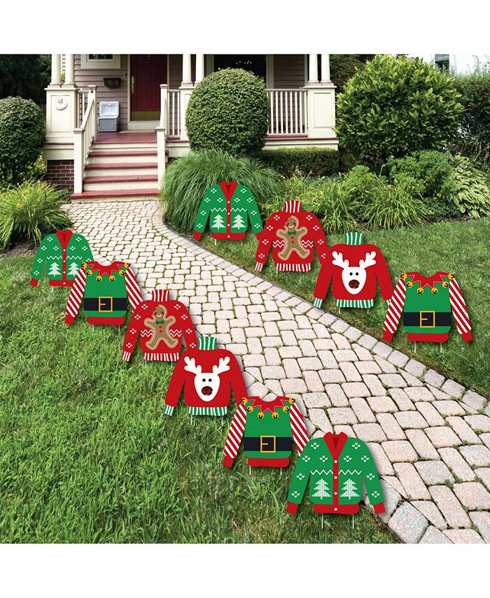 Big Dot Of Happiness Ugly Sweater - Sweater Lawn Decor - Outdoor Holiday & Christmas Yard Decor 10 Pc 3 Big Dot Of Happiness Ugly Sweater - Sweater Lawn Decor - Outdoor Holiday & Christmas Yard Decor 10 Pc