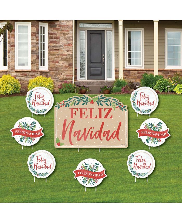 Feliz Navidad - Lawn Decor - Holiday & Spanish Christmas Yard Signs - Set Of 8 Big Dot Of Happiness Feliz Navidad - Lawn Decor - Holiday & Spanish Christmas Yard Signs - Set Of 8 -Costway Shop