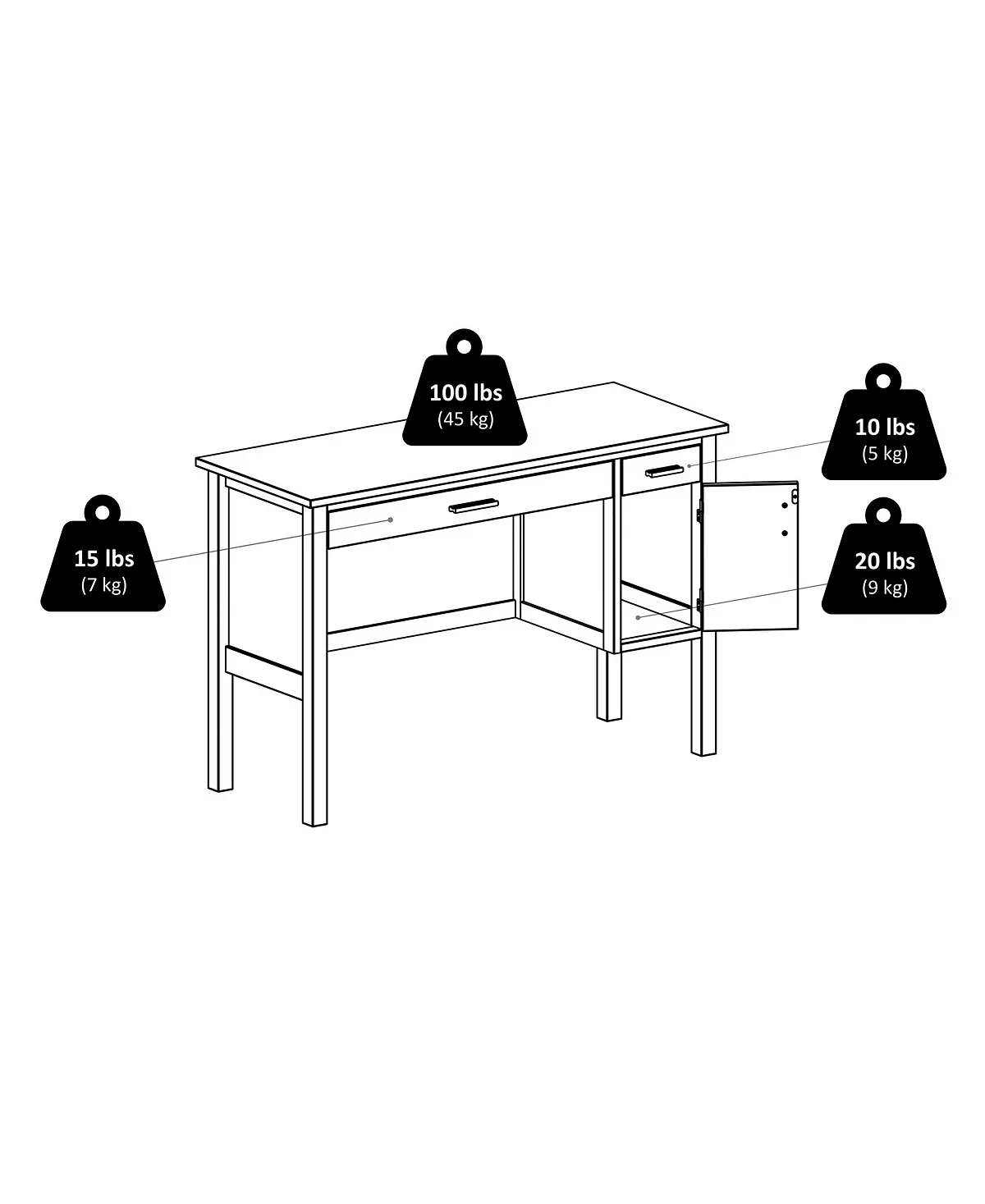 Winsome Emmett 29.53 Wood Writing Desk 11 Winsome Emmett 29.53 Wood Writing Desk - Image 9