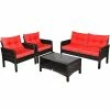 Costway 4PCS Patio Rattan Furniture Set Loveseat Sofa Coffee Table Garden -Costway Shop 23678656 fpx