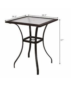 Costway Outdoor Patio Rattan Wicker Bar Square Table Glass Top Yard Garden Furniture -Costway Shop 23678661 fpx