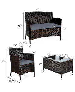 Costway 4 PCS Outdoor Patio Rattan Furniture Set Table Shelf Sofa -Costway Shop 23678668 fpx