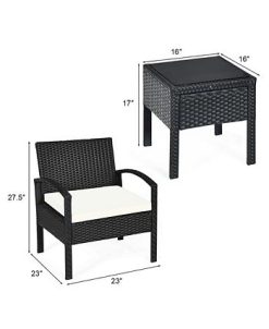 Costway 3PCS Patio Rattan Furniture Set Table & Chairs Set With Cushions Outdoor -Costway Shop 23678703 fpx