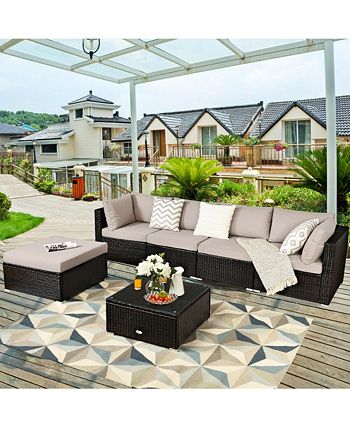 6PCS Outdoor Patio Rattan Furniture Set Cushioned Sectional Sofa Ottoman Costway 6PCS Outdoor Patio Rattan Furniture Set Cushioned Sectional Sofa Ottoman -Costway Shop