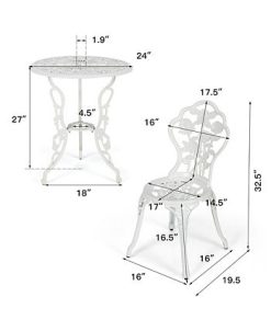 Costway 3PCS Cast Aluminum Patio Bistro Furniture Set Rose Design Outdoor -Costway Shop 23697309 fpx