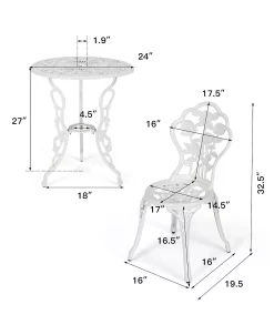 Costway 3PCS Cast Aluminum Patio Bistro Furniture Set Rose Design Outdoor 8 Costway 3PCS Cast Aluminum Patio Bistro Furniture Set Rose Design Outdoor -Costway Shop 23697309 fpx