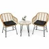 Costway 3PCS Patio Rattan Bistro Furniture Set Cushioned Chair Table -Costway Shop 23708557 fpx