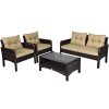 Costway 4PCS Patio Rattan Furniture Set Loveseat Sofa Coffee Table Garden -Costway Shop 23721878 fpx