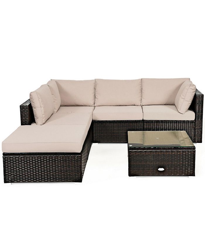 6PCS Outdoor Patio Rattan Furniture Set Cushioned Sectional Sofa Ottoman Costway 6PCS Outdoor Patio Rattan Furniture Set Cushioned Sectional Sofa Ottoman -Costway Shop