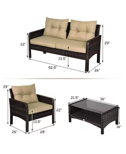 Costway 4PCS Patio Rattan Furniture Set Loveseat Sofa Coffee Table Garden 8 Costway 4PCS Patio Rattan Furniture Set Loveseat Sofa Coffee Table Garden -Costway Shop 23721953 fpx
