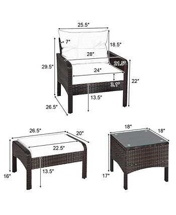 5 PCS Rattan Wicker Furniture Set Sofa Ottoman W/Brown Cushion Patio Garden Yard Costway 5 PCS Rattan Wicker Furniture Set Sofa Ottoman W/Brown Cushion Patio Garden Yard -Costway Shop