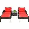 Costway 5 PCS Rattan Wicker Furniture Set Sofa Ottoman W/Brown Cushion Patio Garden Yard -Costway Shop 23755108 fpx