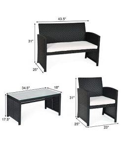 Costway 4PCS Outdoor Patio Rattan Furniture Conversation Set Cushioned Sofa Coffee Table 8 Costway 4PCS Outdoor Patio Rattan Furniture Conversation Set Cushioned Sofa Coffee Table -Costway Shop 23820835 fpx