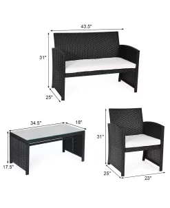 Costway 4PCS Outdoor Patio Rattan Furniture Conversation Set Cushioned Sofa Coffee Table 8 Costway 4PCS Outdoor Patio Rattan Furniture Conversation Set Cushioned Sofa Coffee Table -Costway Shop 23820835 fpx