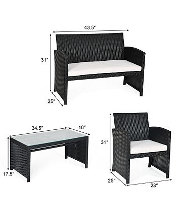 Costway 4PCS Outdoor Patio Rattan Furniture Conversation Set Cushioned Sofa Coffee Table 5 Costway 4PCS Outdoor Patio Rattan Furniture Conversation Set Cushioned Sofa Coffee Table - Image 3