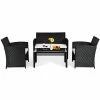 Costway 4PCS Outdoor Patio Rattan Furniture Conversation Set Cushioned Sofa Coffee Table -Costway Shop 23820836 fpx
