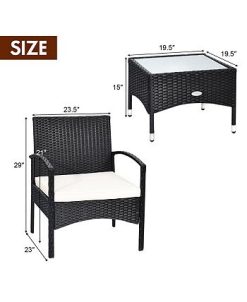 Costway 3 PCS Furniture Set Table & 2 Chair Patio Wicker Rattan W/Cushion -Costway Shop 23820837 fpx