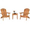 Costway 3PCS Patio Wooden Adirondack Chair Table Set Folding Seat Furniture Garden