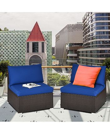 2PCS Patio Rattan Armless Sofa Sectional Furniture Costway 2PCS Patio Rattan Armless Sofa Sectional Furniture -Costway Shop