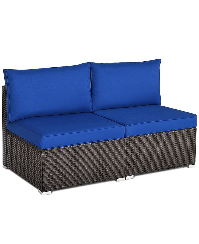 2PCS Patio Rattan Armless Sofa Sectional Furniture Costway 2PCS Patio Rattan Armless Sofa Sectional Furniture -Costway Shop