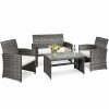 Costway 4PCS Patio Rattan Furniture Set Conversation Glass Table Top Cushioned Sofa -Costway Shop 23820899 fpx
