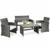 Costway 4PCS Patio Rattan Furniture Set Conversation Glass Table Top Cushioned Sofa -Costway Shop 23820899 fpx