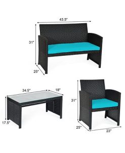 Costway 4PCS Patio Rattan Furniture Conversation Set Cushion Sofa Table Garden -Costway Shop 23820913 fpx