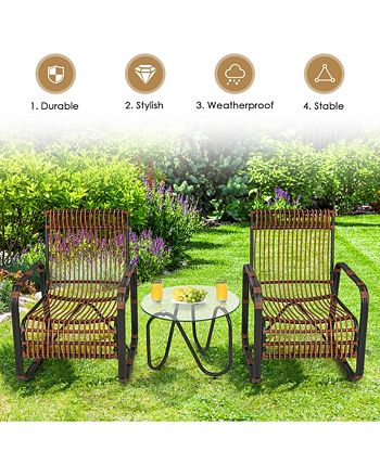 3PCS Patio Rattan Furniture Set Conversational Sofa Coffee Table Garden Costway 3PCS Patio Rattan Furniture Set Conversational Sofa Coffee Table Garden -Costway Shop