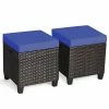 Costway 2PCS Patio Rattan Ottoman Cushioned Seat Foot Rest Coffee Table Furniture Garden -Costway Shop 23827958 fpx