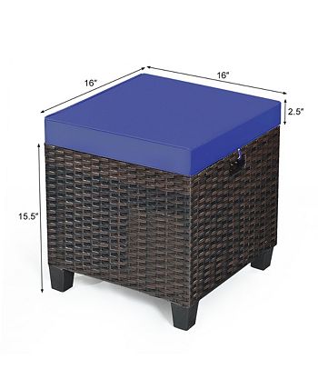 Costway 2PCS Patio Rattan Ottoman Cushioned Seat Foot Rest Coffee Table Furniture Garden 4 Costway 2PCS Patio Rattan Ottoman Cushioned Seat Foot Rest Coffee Table Furniture Garden - Image 2