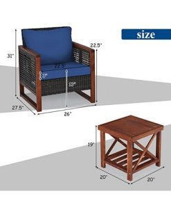 Costway 3PCS Patio Wicker Furniture Set Solid Wood Frame Cushion Sofa W/ Square Table Shelf -Costway Shop 23843112 fpx