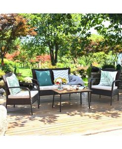 Costway 4PCS Patio Rattan Furniture Set Outdoor Conversation Set Coffee Table W/Cushions -Costway Shop 23868148 fpx