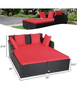 Costway Outdoor Patio Rattan Daybed Pillows Cushioned Sofa Furniture -Costway Shop 23868154 fpx