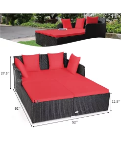 Costway Outdoor Patio Rattan Daybed Pillows Cushioned Sofa Furniture -Costway Shop 23868154 fpx