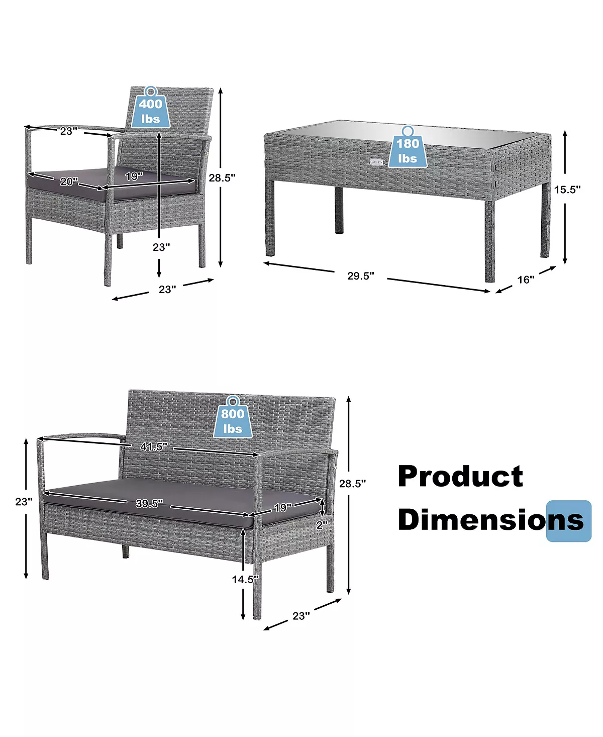 Costway 4 PCS Outdoor Rattan Furniture Set Patio Conversation Sofa Set Cushioned 4 Costway 4 PCS Outdoor Rattan Furniture Set Patio Conversation Sofa Set Cushioned - Image 2