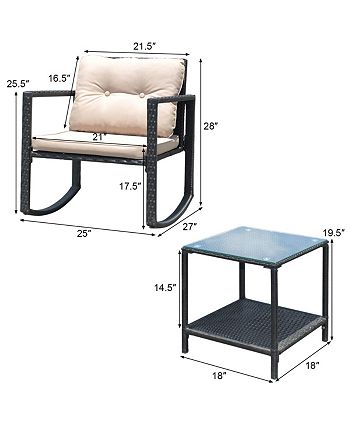 3PC Patio Rattan Conversation Set Rocking Chair Cushioned Sofa Garden Furniture Costway 3PC Patio Rattan Conversation Set Rocking Chair Cushioned Sofa Garden Furniture -Costway Shop