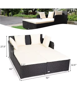 Costway Outdoor Patio Rattan Daybed Pillows Cushioned Sofa Furniture -Costway Shop 23870848 fpx