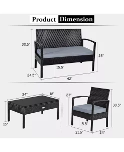 Costway 4PCS Patio Rattan Furniture Set Garden Deck -Costway Shop 23876365 fpx
