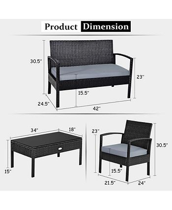 4PCS Patio Rattan Furniture Set Garden Deck Costway 4PCS Patio Rattan Furniture Set Garden Deck -Costway Shop