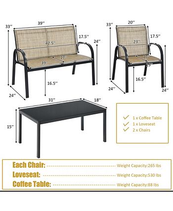 4 PCS Patio Furniture Set Sofa Coffee Table Steel Frame Garden Costway 4 PCS Patio Furniture Set Sofa Coffee Table Steel Frame Garden -Costway Shop