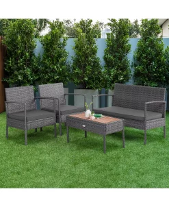 Costway 4PCS Patio Rattan Furniture Set Cushioned Chair Wooden Tabletop 8 Costway 4PCS Patio Rattan Furniture Set Cushioned Chair Wooden Tabletop -Costway Shop 23878039 fpx