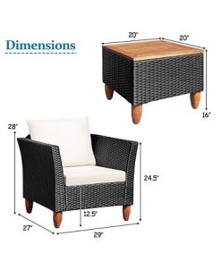 Costway 3PCS Outdoor Patio Rattan Furniture Set Wooden Table Cushioned Sofa 4 Costway 3PCS Outdoor Patio Rattan Furniture Set Wooden Table Cushioned Sofa -Costway Shop 23878091 fpx