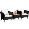 Costway 3PCS Outdoor Patio Rattan Furniture Set Wooden Table Cushioned Sofa -Costway Shop 23878094 fpx